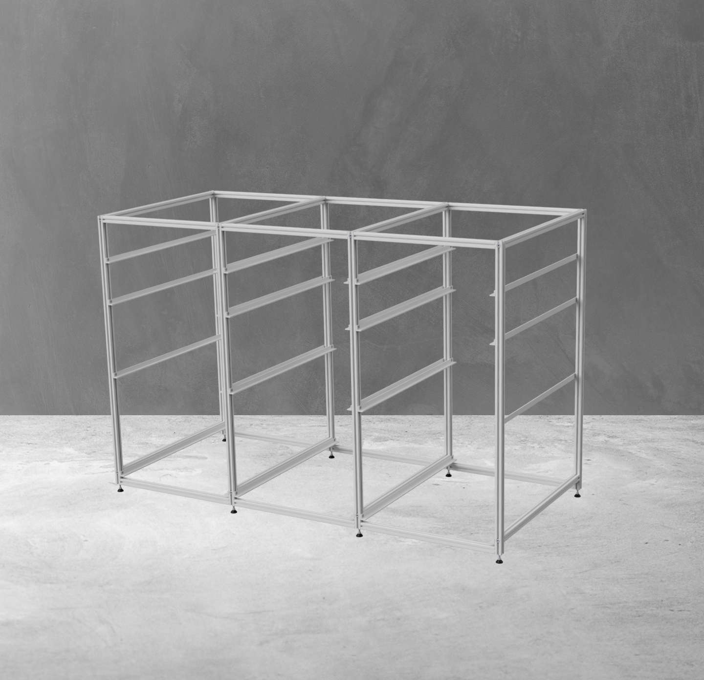 Konfigurierbare Mittel Regal für Euroboxen 400x600mm