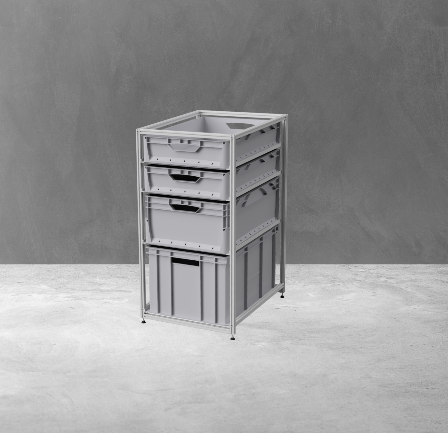 Konfigurierbare Mittel Regal für Euroboxen 400x600mm