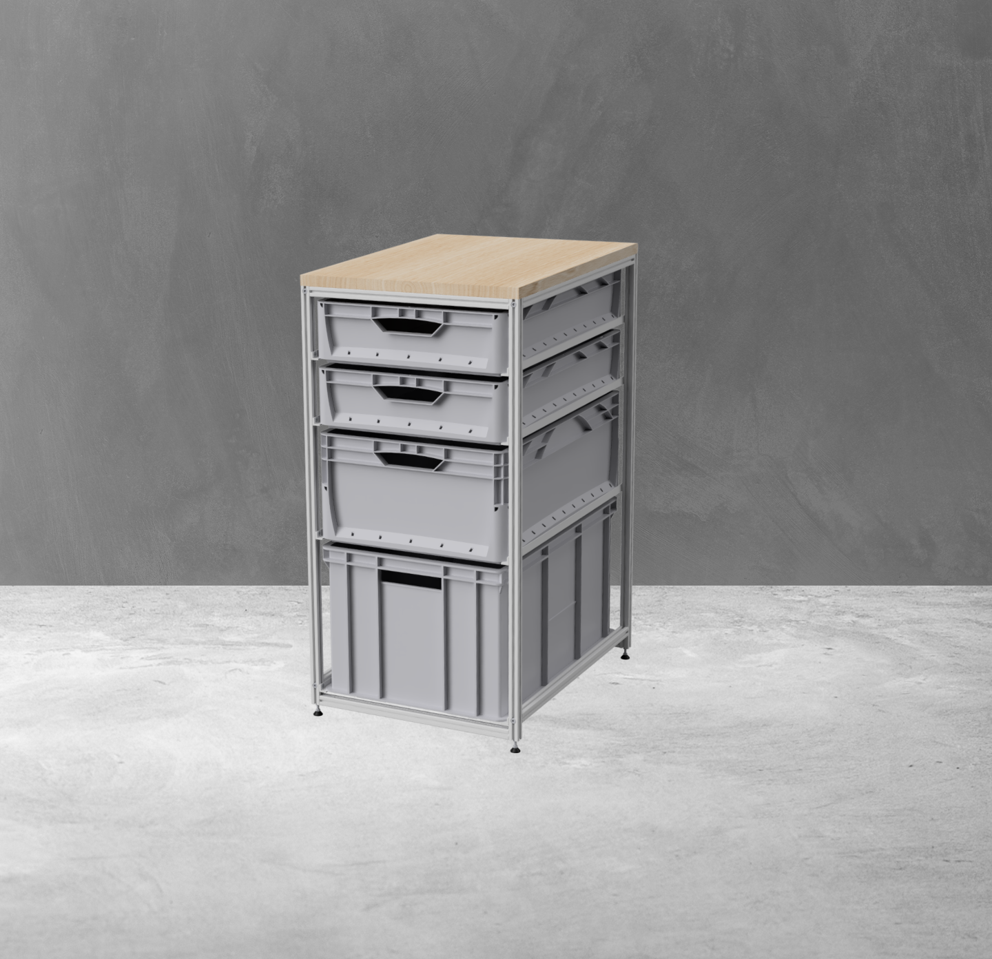 Konfigurierbare Mittel Regal für Euroboxen 400x600mm