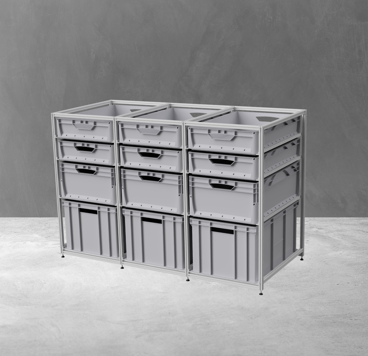 Konfigurierbare Mittel Regal für Euroboxen 400x600mm